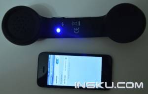 Retro Wireless Bluetooth Handset Telephone Receiver Microphone w/ Volume Control for iPhone - Black