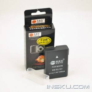 DSTE EN-EL14 1350mAh Lithium Full Decoded Battery for NIKON / D5100 / D3200 / D3100 + More - Black