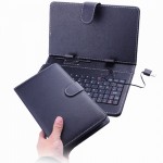 80-key Protection Stand Leather Case Cover with Keyboard for 7inch Tablet PC-Black