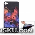 Protective Front Screen Protector + Back 3D Wolf Pattern Skin Sticker for iPhone 4 / 4S