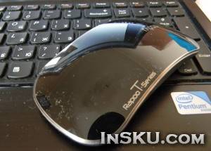 Genuine Rapoo T6 Ultrathin 2.4GHz Wireless Multi-Touch 1000DPI Optical Mouse - Black (1 x AA)