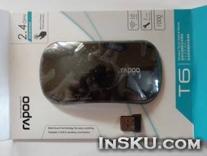 Genuine Rapoo T6 Ultrathin 2.4GHz Wireless Multi-Touch 1000DPI Optical Mouse - Black (1 x AA)