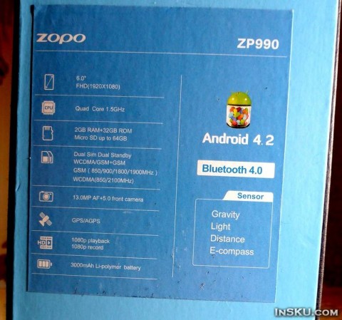 Обзор ZOPO Captain S ZP990  6"  FHD 2GB 32GB MTK6589T OTA OTG OGS. Обзор на InSKU.com