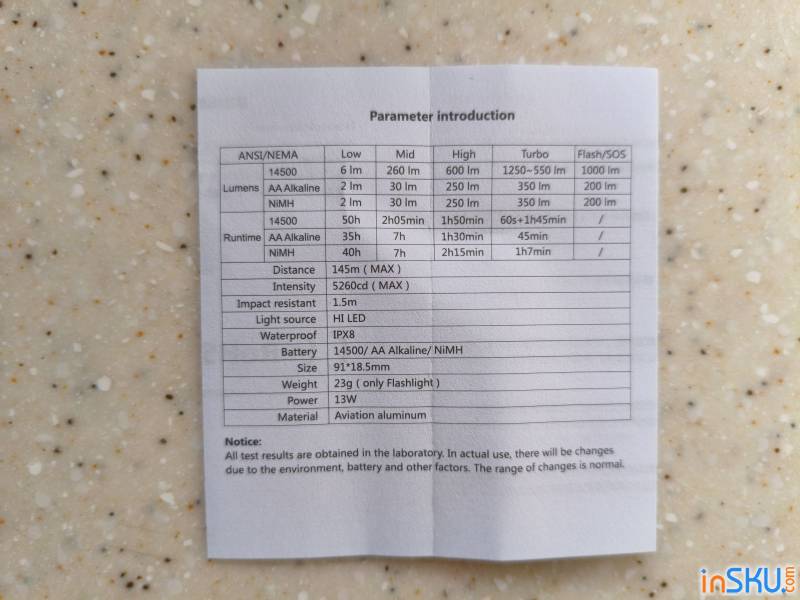 Рисунок №9: Обзор Ripsshine EL1 - EDC фонарь под 14500/АА и 1200lm от XPL Обзор Ripsshine EL1 - EDC фонарь под 14500/АА и 1200lm от XPL. Обзор на InSKU.com