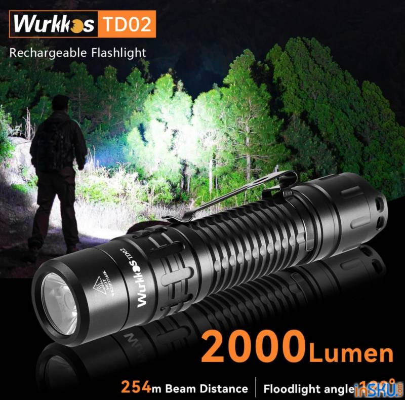 Рисунок №18: Обзор Wurkkos TD02 — компактный "тактический" фонарь на 2000 люмен с зарядкой Type-C Обзор Wurkkos TD02 — компактный "тактический" фонарь на 2000 люмен с зарядкой Type-C. Обзор на InSKU.com