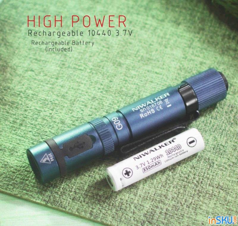 Рисунок №5: Обзор Niwalker G09 - компактный Penlight с необычным управлением и зарядкой USB-C Обзор Niwalker G09 - компактный Penlight с необычным управлением и зарядкой USB-C. Обзор на InSKU.com