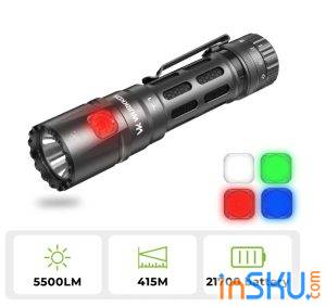 Рисунок №1: Обзор Wurkkos T1 - мощный тактический фонарь на 5500 люмен и боковой RGB свет Обзор Wurkkos T1 - мощный тактический фонарь на 5500 люмен и боковой RGB свет. Обзор на InSKU.com