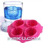Brain Shaped 4-Grid Ice Cube Tray Assorted Color