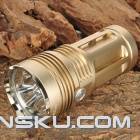 SKYRAY KING New-M6 3 Cree XM-L T6 2500lm 3-Mode White Light Flashlight - Golden (4 x 18650)