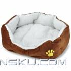 Soft Plush Pet Dog Cat Bed House - Coffee