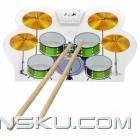 W1008 Portable Roll-up USB Drum Kit with Drum Sticks – White + Green + Yellow