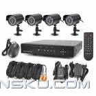 KIT-P104 4-CH D1 Real-Time Network CCTV DVR Security System w/ 4 x IR Cameras - Black (PAL)