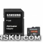 Samsung MB-MPBGB Class 10 Micro SDHC TF Card w/ TF to SD Card Adapter - Black + Orange (32GB)