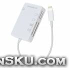 8pin Lightning 5-in-1 TF / SD / SDHC / MMC / MS M2 Card Reader for iPad Mini / iPad 4 - White