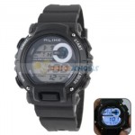 Sport 50M Waterproof Wrist Watch with Plastic Band/Back Light Timepieces(Black)