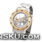 Genuine IK Colouring Mans Stainless Steel Band Mechanical Waterproof Wrist Watch - Golden + Silver