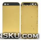 Replacement Aluminum Alloy + Glass Back Case for iPhone 5 - Golden + Black Replacement Aluminum Alloy + Glass Back Case for iPhone 5 - Golden + Black