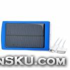 Dual USB Solar Powered 10,000mAh External Battery Charger w/ Blue Indicators - Blue