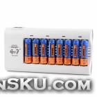 GD 808A AA / AAA Battery Charger + 8 x Ni-MH AA 3000mAH Batteries Set - Black + Grey