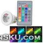 E27 4W 220lm RGB Light LED Bulb w/ Remote Control (85~265V)