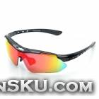 TOPEAKSPORTS Cycling Shooting Skiing Protective Safety Goggles w/ 5 Replacement Lens - Black