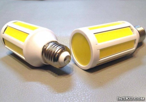 Светодиодная COB-лампочка тёплого белого света, цоколь E27, 9Вт, честные 900лм, 3200K. Обзор на InSKU.com