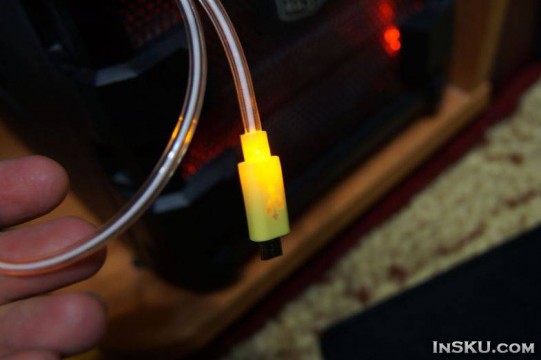 Светящийся USB-micro USB data кабель . Обзор на InSKU.com