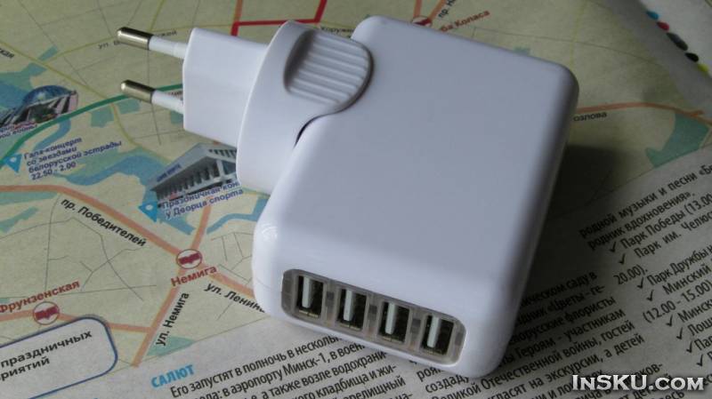 Неплохое зарядное устройство. 4-Port USB Output EU Plug AC Wall Charger Travel Charger Adapter — White