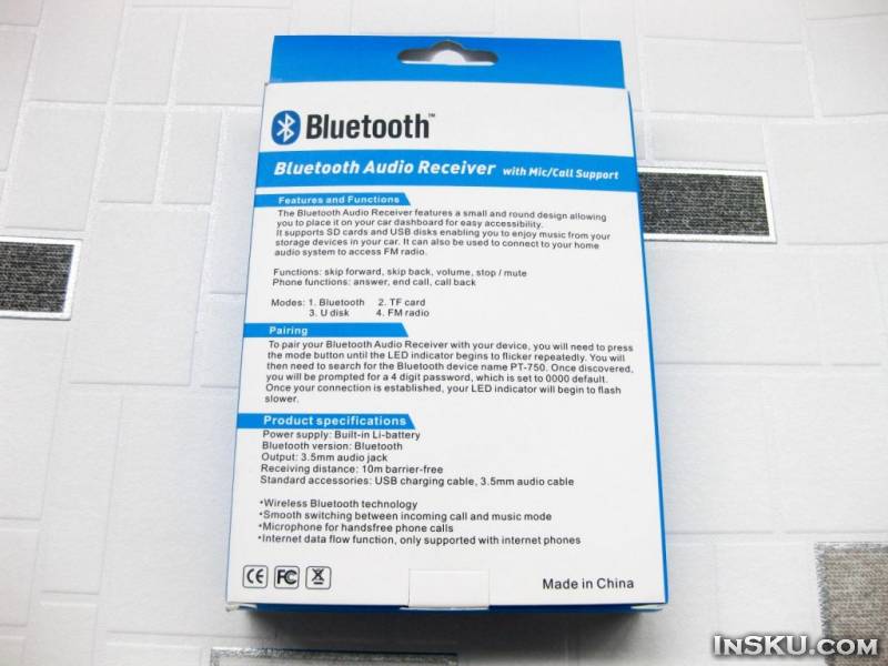 Беспроводной универсальный Bluetooth ресивер PT-750. Обзор на InSKU.com