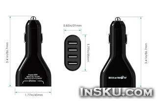 BlitzWolf 4-портовое USB автомобильное зарядное устройство. Обзор на InSKU.com