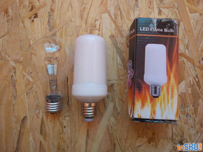 LED лампа-имитатор огня. Теплющая, но с ШИМ. Обзор на InSKU.com