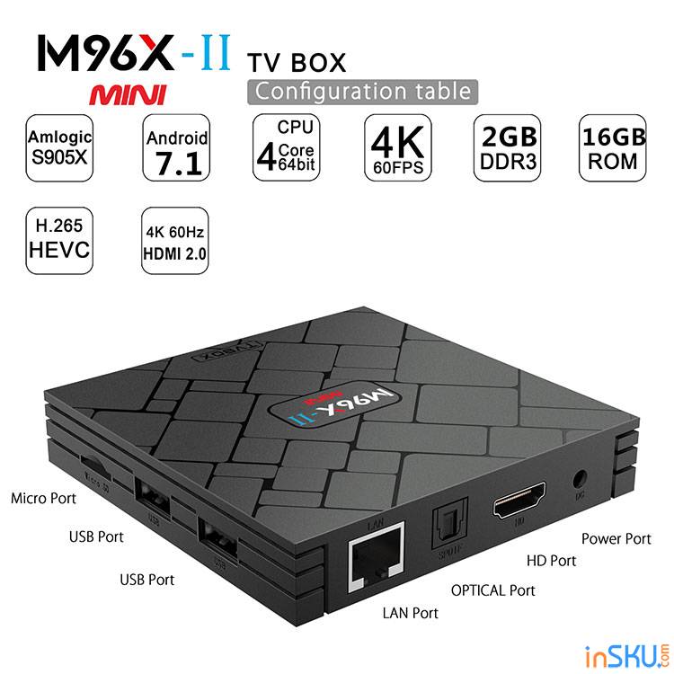 M96X-II mini - обзор бюджетной приставки на Amlogic S905W 2+16GB. Обзор на InSKU.com