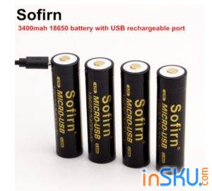 Аккумуляторы Sofirn 18650 3400 mAh с портом зарядки micro-USB. Обзор на InSKU.com