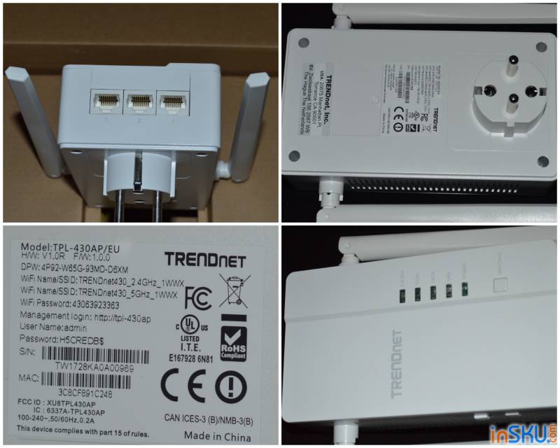 Комплект передачи данных по электрической сети Powerline TRENDnet TPL-430APK. Обзор на InSKU.com