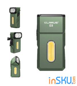KLARUS E8 - обзор компактного EDC-фонаря с поворотной головой и COB светом. Обзор на InSKU.com